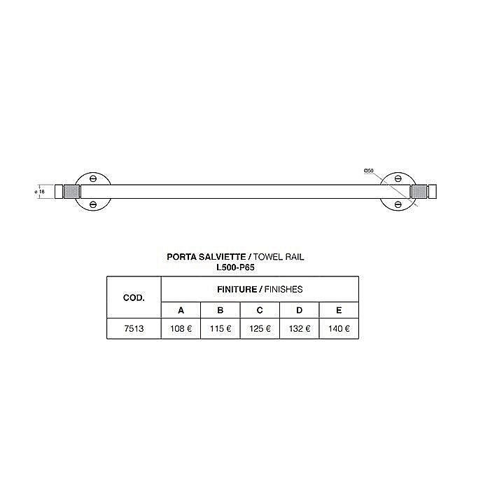 Полотенцедержатель Bertocci Famiglia 50 Хром купить в интернет-магазине сантехники Sanbest