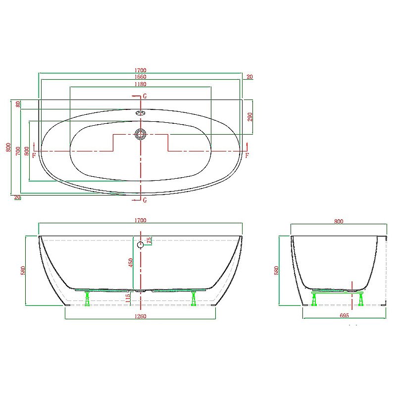Акриловая ванна Vagnerplast Benin 170x80 KRBV178BEN9X-64 белая купить в интернет-магазине Sanbest
