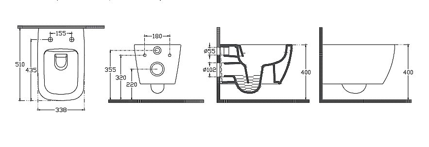 Унитаз подвесной Isvea VEA Cubo 10VA02001SV-2L белый матовый, безободковый купить в интернет-магазине Sanbest