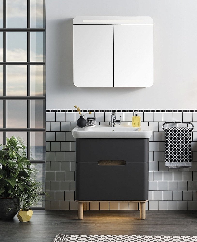 Тумба с раковиной Vitra Sento 65 матовый антрацит для ванной в интернет-магазине Sanbest