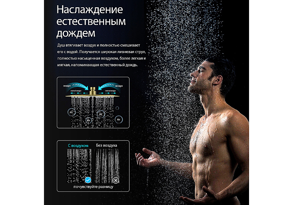 Верхний душ Aquatek AQ2077BG золото шлифованное купить в интернет-магазине сантехники Sanbest