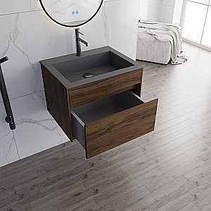 Тумба с раковиной Vincea Chiara 60 VMC-2C600CO/VCB-13600G тёмный дуб/раковина серая для ванной в интернет-магазине Sanbest