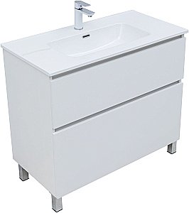 Тумба с раковиной Aquanet Вега 90 344124+284029 белая глянцевая для ванной в интернет-магазине Sanbest