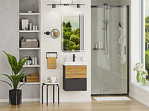 Тумба с раковиной Misty Форест - 50 Э-Фор-09050-0219-2Я светлое дерево/серый для ванной в интернет-магазине Sanbest