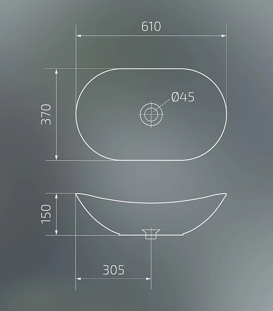 Раковина накладная Gid Lago 61 BL9811 53349 черная купить в интернет-магазине Sanbest