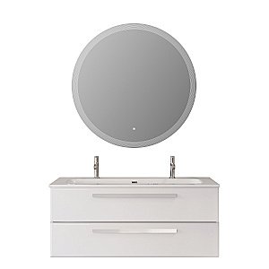 Тумба с раковиной Cezares ECO-CER-N 120 ECO-CER-N-1200-2C-SO-BL белая глянцевая для ванной в интернет-магазине Sanbest