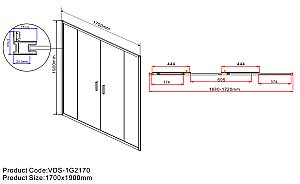 Душевая дверь Vincea Garda VDS-1G2170CLG 170 профиль брашированное золото/стекло прозрачное купить в интернет-магазине Sanbest