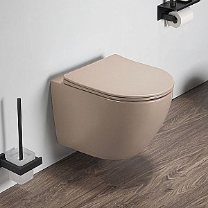 Унитаз подвесной CeramaLux 2197MC капучино матовый, безободковый, с крышкой микролифт купить в интернет-магазине Sanbest