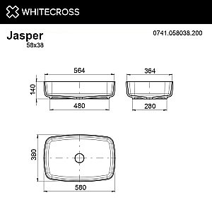 Раковина WhiteCross Jasper 58x38 0741.058038.200 белая матовая купить в интернет-магазине Sanbest