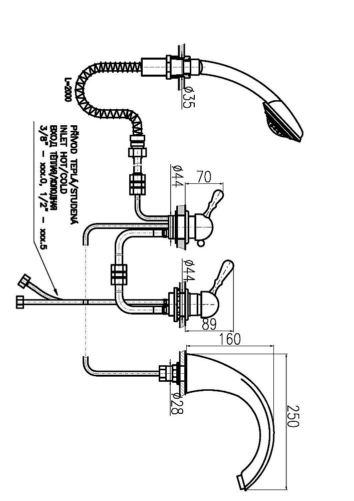Смеситель на борт ванны RAV-Slezak LABE L069.5PSM купить в интернет-магазине сантехники Sanbest