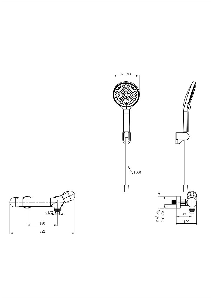 Смеситель для душа с термостатом WONZON & WOGHAND T-1000, Брашированное золото (WW-B2057-A-BG) купить в интернет-магазине сантехники Sanbest