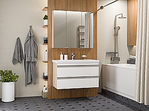 Тумба с раковиной Misty Ингрид - 90 П-Инг-01090-011П2Я белая для ванной в интернет-магазине Sanbest