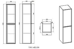 Шкаф подвесной Vincea Elise VSC-4EL150MG 35 серый матовый для ванной в интернет-магазине сантехники Sanbest
