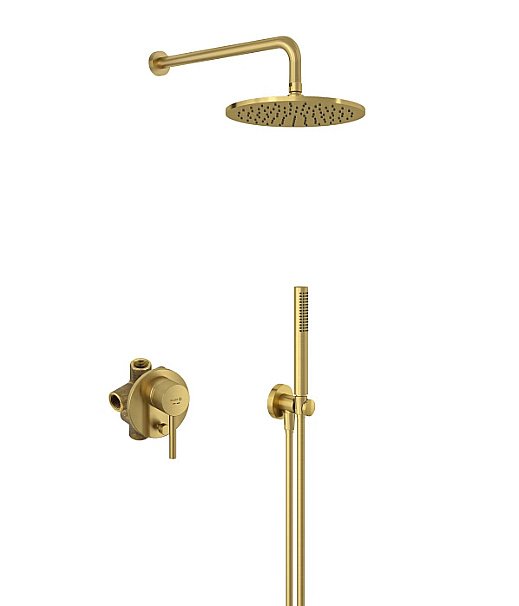 Душевая система Kludi Bozz 38736N076 золото брашированное купить в интернет-магазине сантехники Sanbest