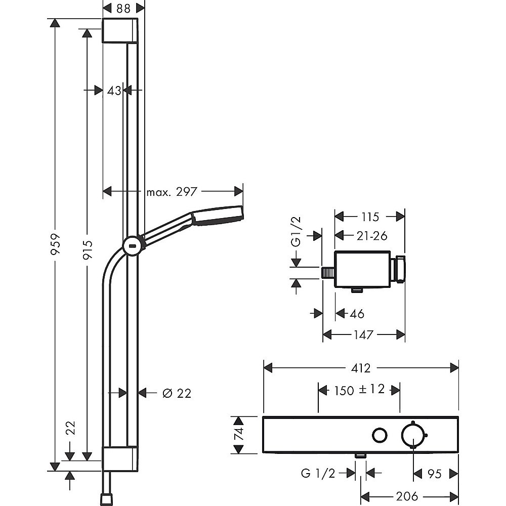 Смеситель для душа Hansgrohe ShowerTablet Select 400 24270000 хром купить в интернет-магазине сантехники Sanbest