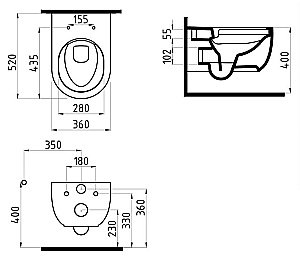 Унитаз подвесной Bien Vokha MDKA052N1VP1W5000 белый, с крышкой микролифт, безободковый купить в интернет-магазине Sanbest