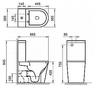 Унитаз-компакт BelBagno SFERA-R BB2141CPR-BB2141T безободковый, с бачком купить в интернет-магазине Sanbest