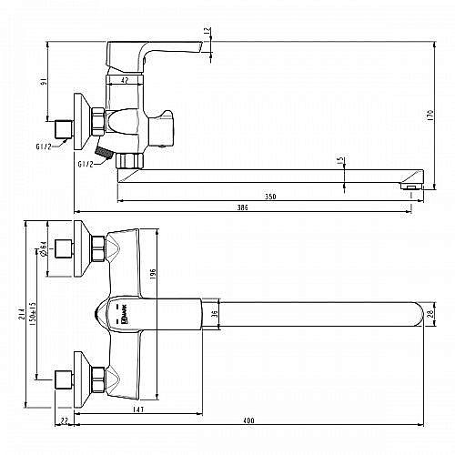 Смеситель для ванны Lemark Ursus LM7251BL купить в интернет-магазине сантехники Sanbest