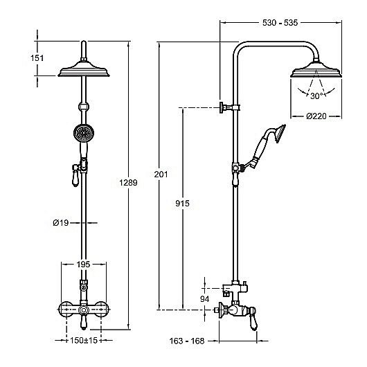 Душевая система Jacob Delafon LOUISE E24368-CP хром купить в интернет-магазине сантехники Sanbest
