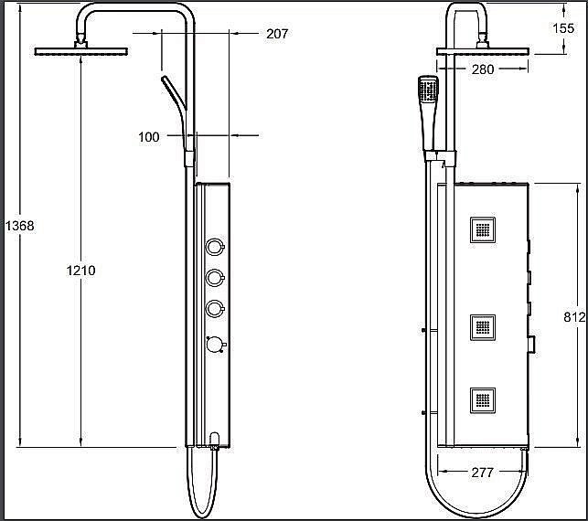 Душевая панель Jacob Delafon WATERTILE TOWER E3872-185 купить в интернет-магазине сантехники Sanbest