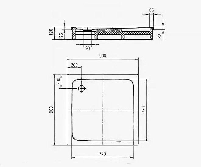 Душевой поддон Kaldewei Superplan 90x90 390-1 купить в интернет-магазине Sanbest