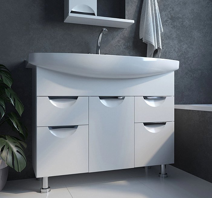 Тумба с раковиной MIXLINE Этьен 105 белая для ванной в интернет-магазине Sanbest