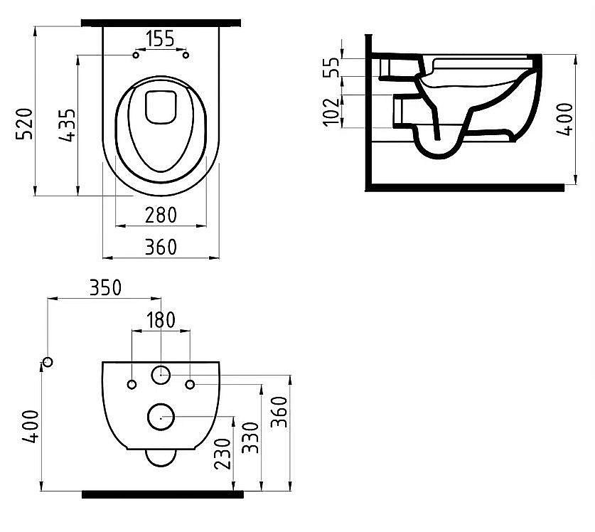 Унитаз подвесной Bien Vokha MDKA052N1VP1W5000 белый, с крышкой микролифт, безободковый купить в интернет-магазине Sanbest