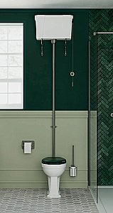 Унитаз с высоким бачком Burlington P2 белый, ручка никель/белая купить в интернет-магазине Sanbest