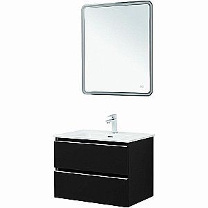 Тумба с раковиной Aquanet Вега 70 329596 черная для ванной в интернет-магазине Sanbest