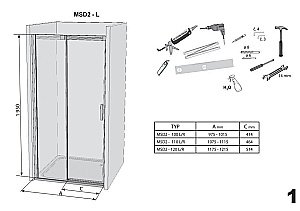 Душевая дверь Ravak Matrix MSD2 110 блестящая купить в интернет-магазине Sanbest