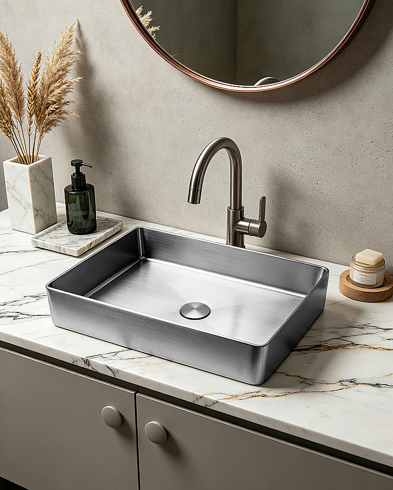 Раковина накладная ABBER Wasser Kreis 51 AF2400SP сатин купить в интернет-магазине Sanbest