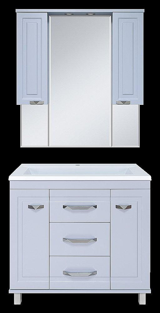 Зеркало со шкафом Misty Терра 90 П-Тер02090-0501 серый в ванную от интернет-магазине сантехники Sanbest