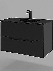 Тумба с раковиной Orange Line 80 Li-80Tub+BLRA черный для ванной в интернет-магазине Sanbest