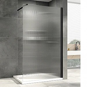 Душевая перегородка ABBER Immer Offen AG61101R8 стекло рифленое/профиль черный купить в интернет-магазине Sanbest