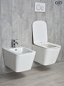 Унитаз подвесной Gid Tr2143 белый, безободковый, с крышкой микролифт купить в интернет-магазине Sanbest