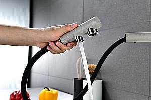 Смеситель для кухни Paulmark Serpentine Se213222-GR серый купить в интернет-магазине сантехники Sanbest