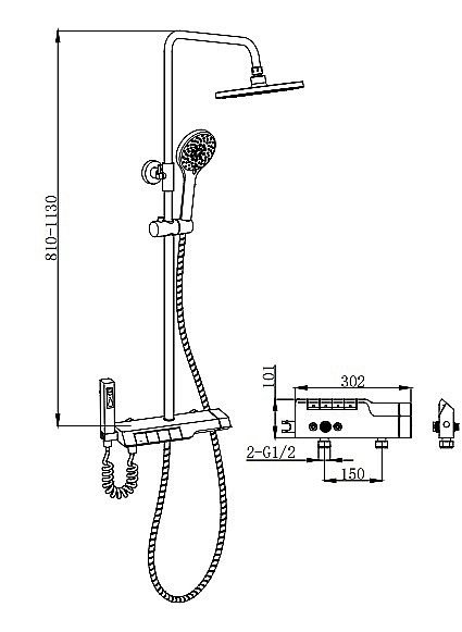 Душевая система Boch Mann VETTORRE TS BM9650 хром купить в интернет-магазине сантехники Sanbest