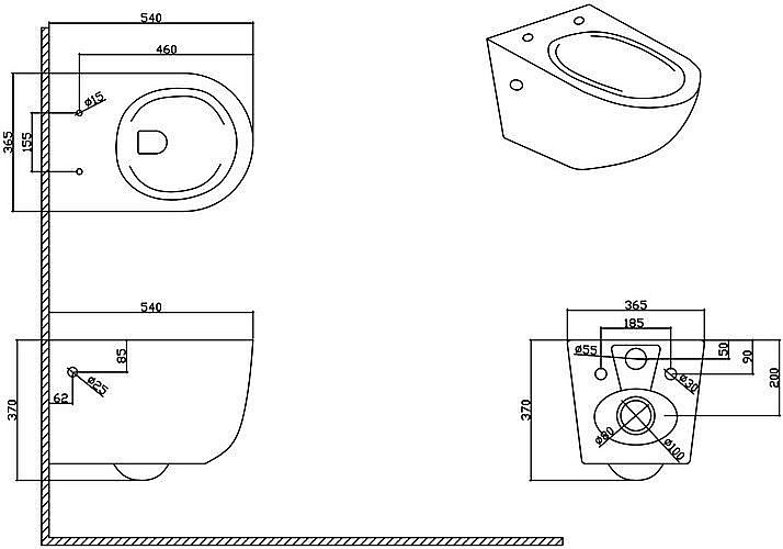 Унитаз подвесной Bravat GINA C21172UW-ENG 54x36,5 безободковый, с крышкой микролифт купить в интернет-магазине Sanbest