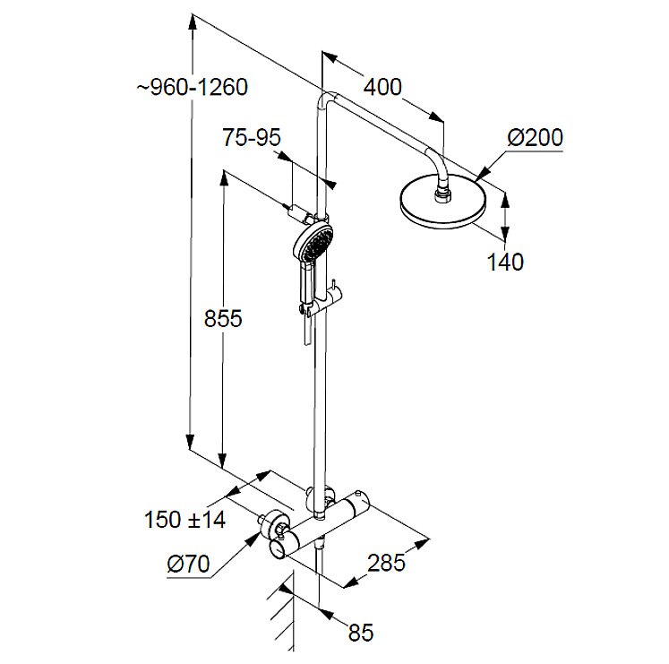 Душевая система KLUDI DIVE DUAL SHOWER SYSTEM 6807905-00 купить в интернет-магазине сантехники Sanbest