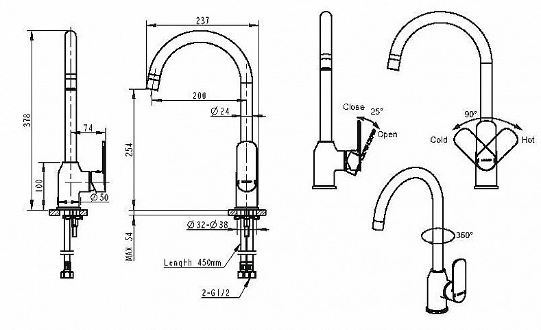 Смеситель для кухни Bravat Louise F7191183CP-RUS купить в интернет-магазине сантехники Sanbest