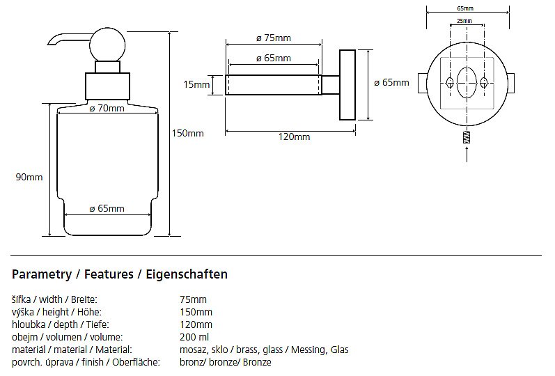 Диспенсер Bemeta Retro 144109107 купить в интернет-магазине сантехники Sanbest