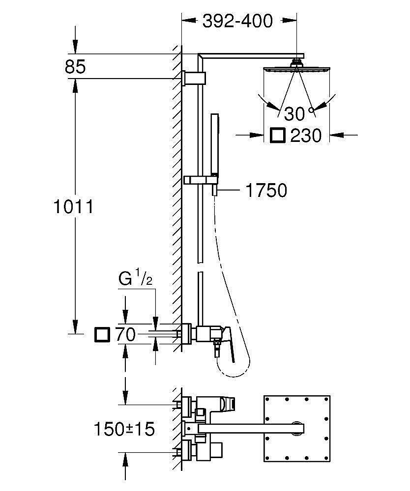Душевая система Grohe Euphoria Cube System 23147001 купить в интернет-магазине сантехники Sanbest