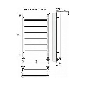 Полотенцесушитель водяной Terminus Контур с полкой П8 500x900 купить в интернет-магазине сантехники Sanbest