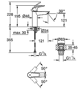 Смеситель для раковины GROHE Eurosmart 23923003 хром купить в интернет-магазине сантехники Sanbest