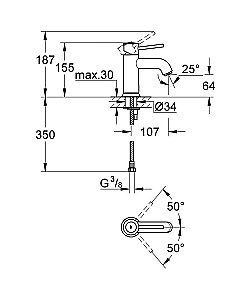 Смеситель для раковины Grohe BauClassic 23162000 купить в интернет-магазине сантехники Sanbest