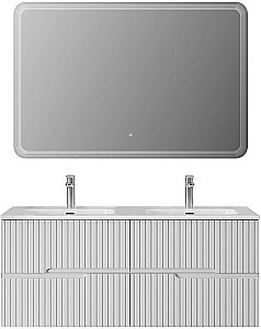 Тумба с раковиной Cezares DUET-N 120 DUET-N-1200-4C-SO-2-BL белая глянцевая для ванной в интернет-магазине Sanbest