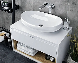 Тумба с раковиной Excellent TUTO MLEX.0102.800.WHBL 80 белый/дуб для ванной в интернет-магазине Sanbest