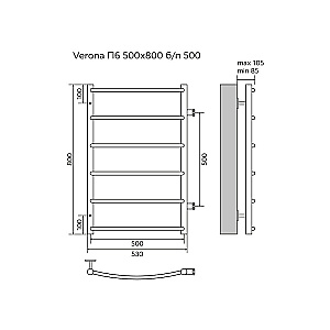Полотенцесушитель водяной Azario Verona 50х80 AZ04558 хром купить в интернет-магазине сантехники Sanbest