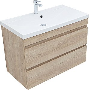 Тумба с раковиной Aquanet Нота New 334199 90 дуб светлый для ванной в интернет-магазине Sanbest
