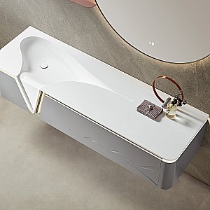 Тумба с раковиной Black&White Gravity V-2400 180 серая для ванной в интернет-магазине Sanbest